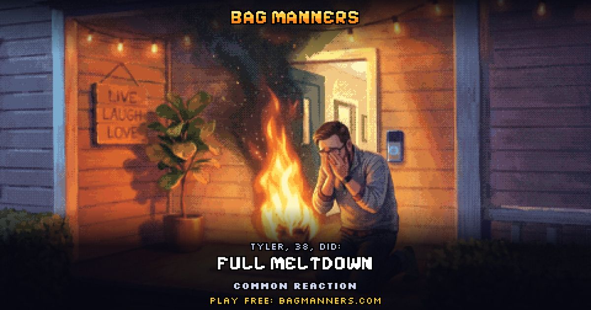 Tyler, 38, doing Full Meltdown on his porch