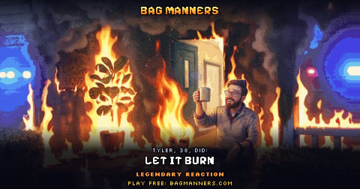 Tyler, 38, doing Let It Burn on his porch