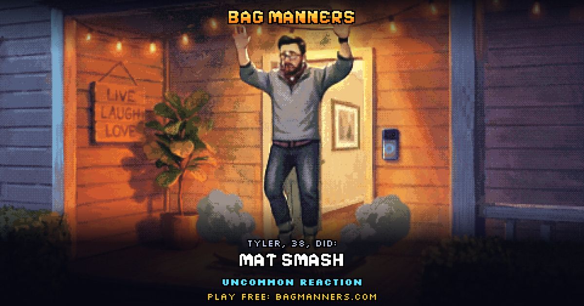 Tyler, 38, doing Mat Smash on his porch